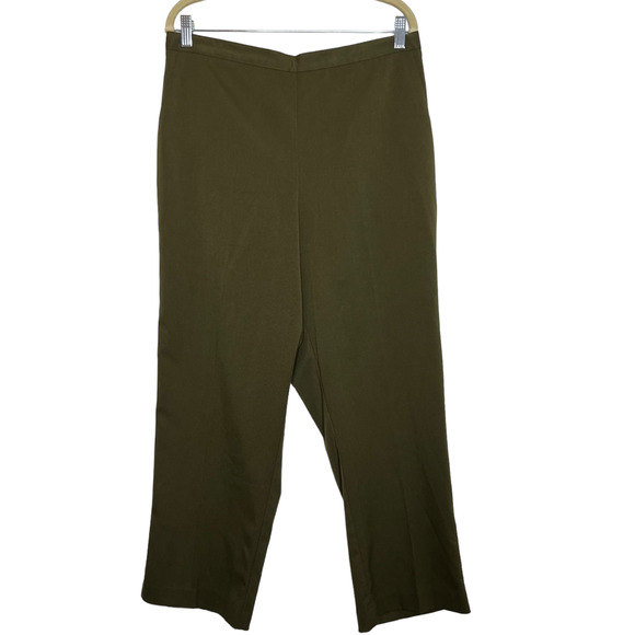 Alfred Dunner Womens Pull On Pants Size 14 Olive Green Pockets Elastic Waist - Picture 1 of 5